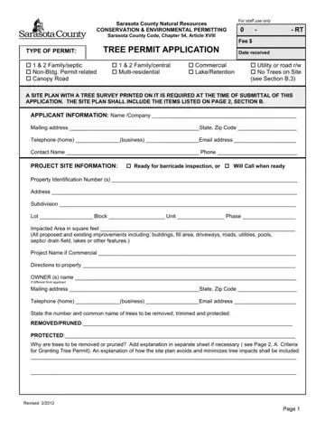 Sarasota Tree Permit Application Form Preview