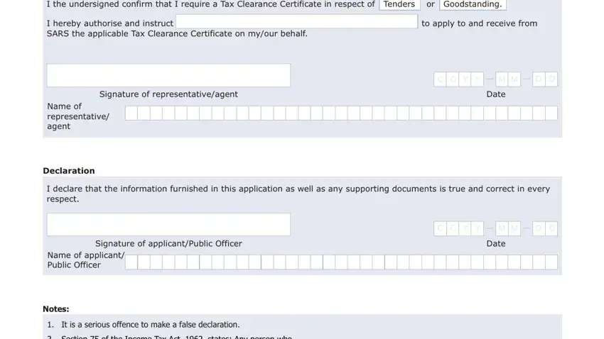 Entering details in finalised step 5