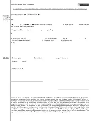 Satisfaction Mortgage Form Preview