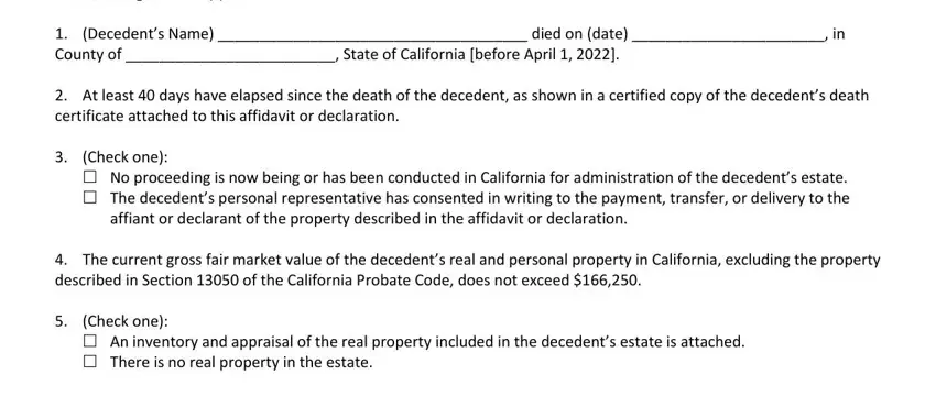 stage 1 to writing small estate affidavit form california