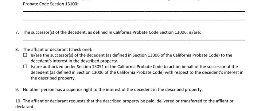 step 2 to finishing small estate affidavit form california