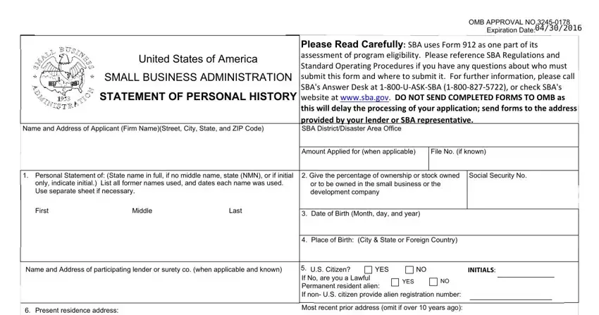 portion of empty spaces in sba form 3503 instructions