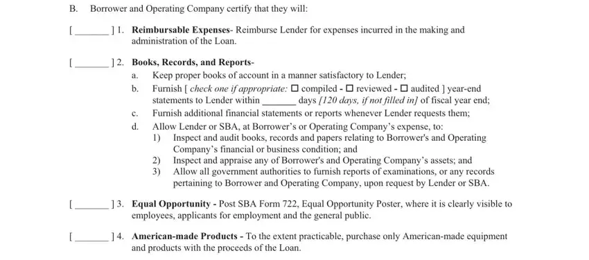 part 4 to entering details in sba loan agreement