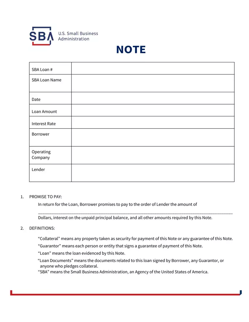 Sba Form 147 first page preview