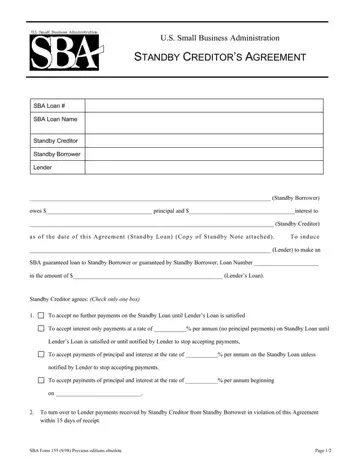 Sba Form 155 Preview