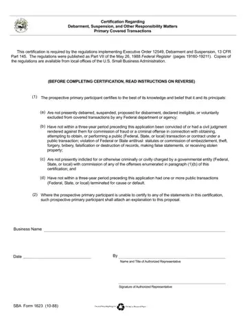 Sba Form 1623 Preview