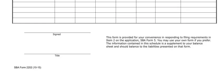 part 2 to entering details in 2202 schedule liabilities form