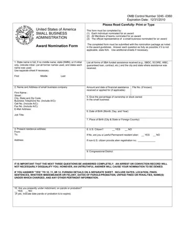 Sba Form 3300 Preview
