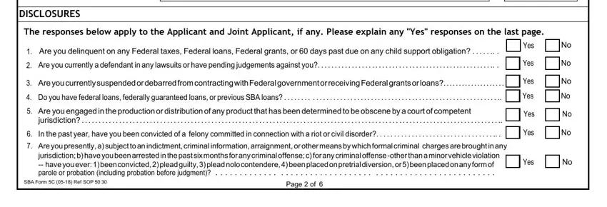 Filling in sba 5c business step 5