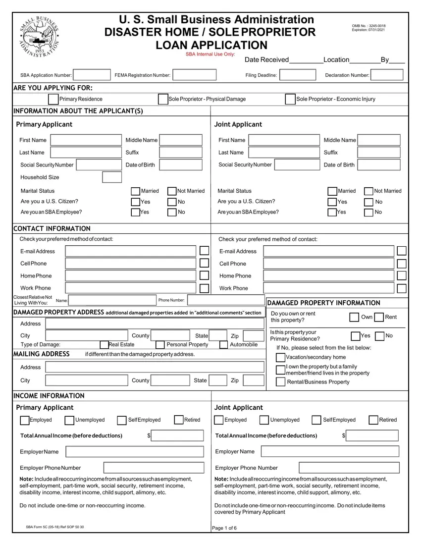 Sba Form 5C first page preview