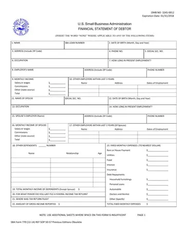 Sba Form 770 Preview
