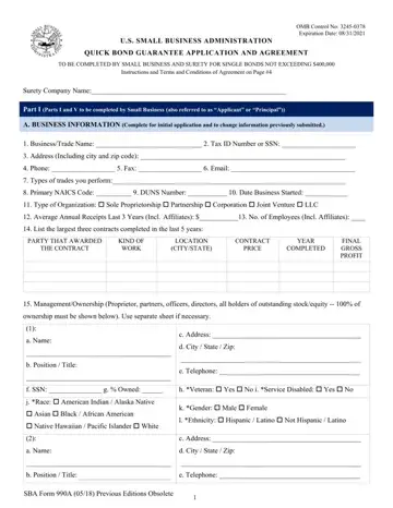 Sba Form 990A Preview