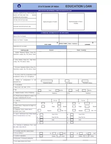 Sbi Education Loan Form Preview