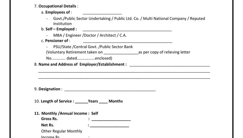 sbi personal loan documents pdf Occupational Details  a Employees, GovtPublic Sector Undertaking, Institution, b Self  Employed, MBA  Engineer Doctor  Architect, c Pensioner of, PSUState Central Govt Public, Name and Address of, Designation, Length of Service  Years  Months, and Monthly Annual Income  Self Gross fields to fill