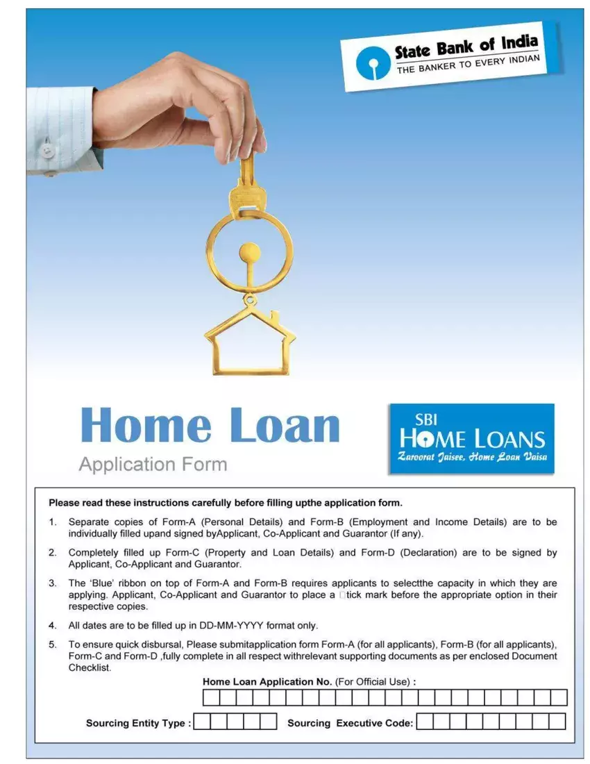 Sbi Home Loan Application Form first page preview