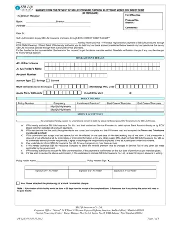 SBI Mandate Form Preview