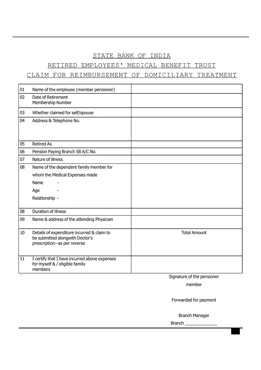 Sbi Retired Employees Medical Benefit first page preview