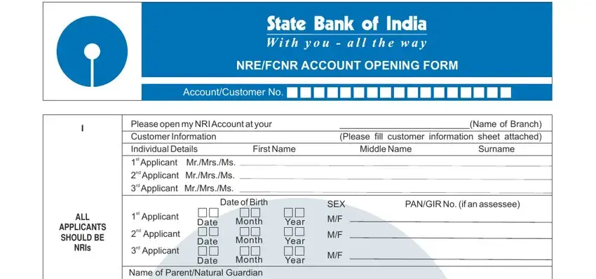 filling out sbi opening form pdf part 1