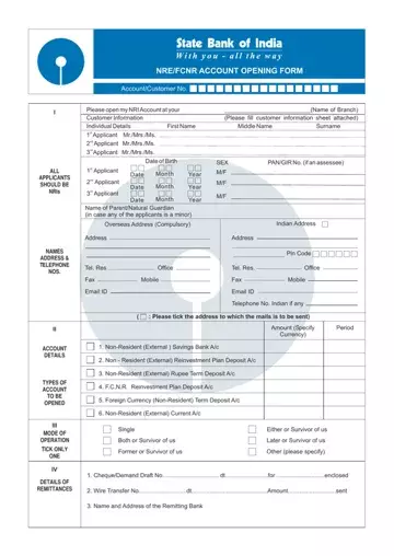 Sbi Saving Account Opening Form Preview