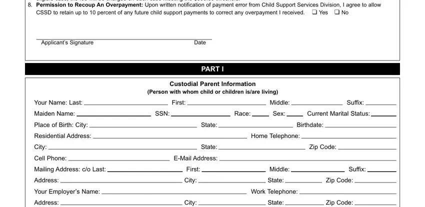 stage 3 to completing Sc Application Child