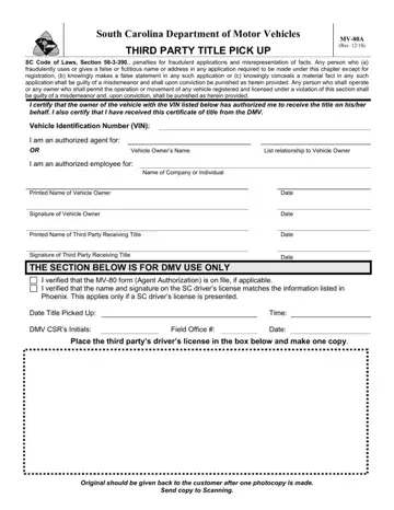 SC DMV MV-80A Form Preview