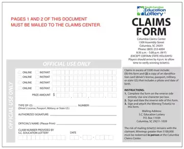 Sc Ed Lottery Claim Form Preview