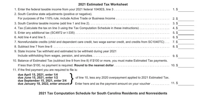 Filling out south carolina revenue form tax part 4