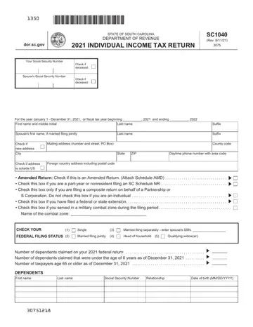 Sc Form Tax Preview