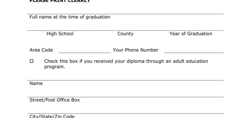 how to get high school diploma replacement fields to fill in