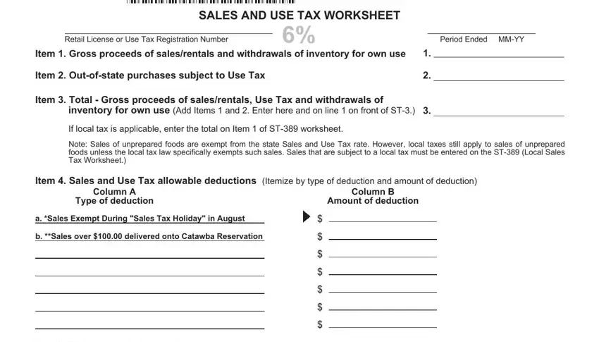 sales tax worksheets