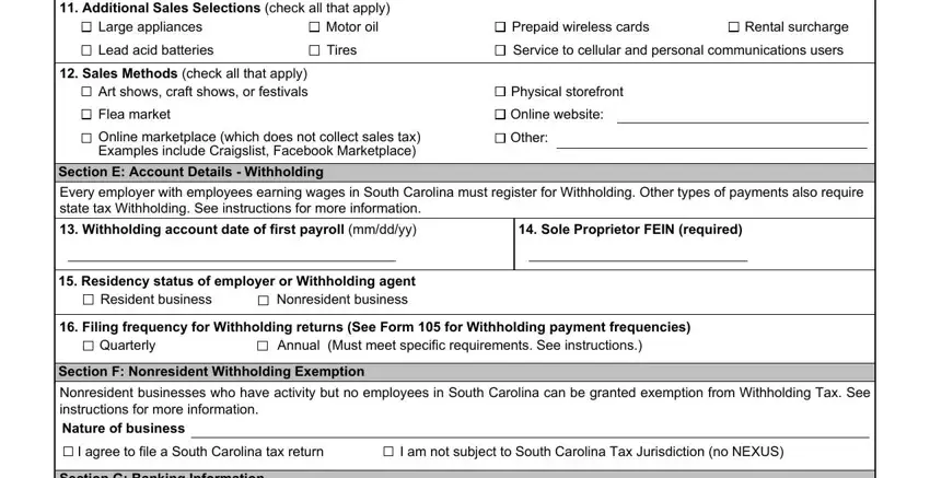 step 4 to entering details in south carolina retail license application