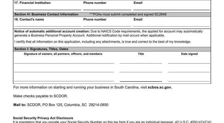 Filling out form scdor sc form stage 5