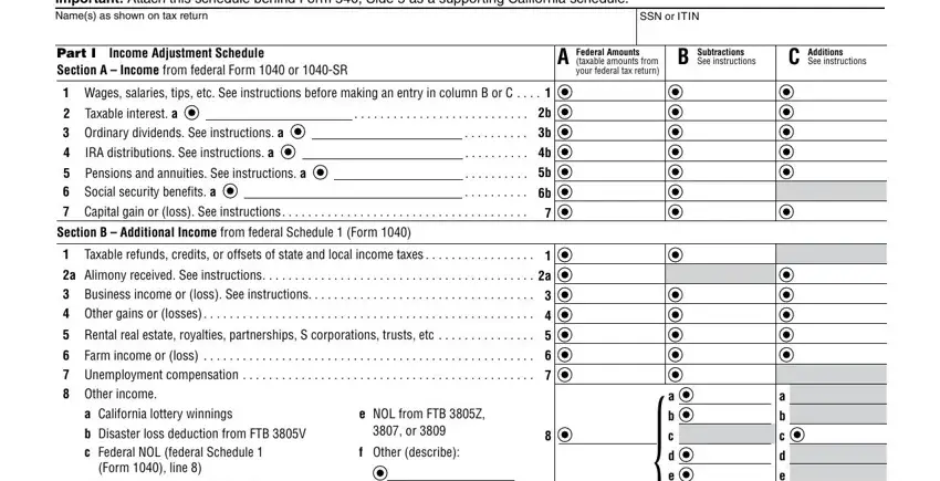 schedule ca 540 instructions fields to fill in