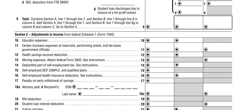 Entering details in schedule ca 540 instructions stage 2