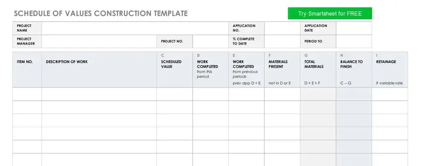 example of gaps in values schedule