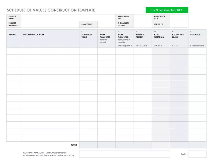 Schedule Values Form Fill Out Printable PDF Forms Online