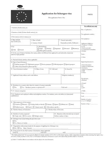 Schengen Visa Application Form Preview