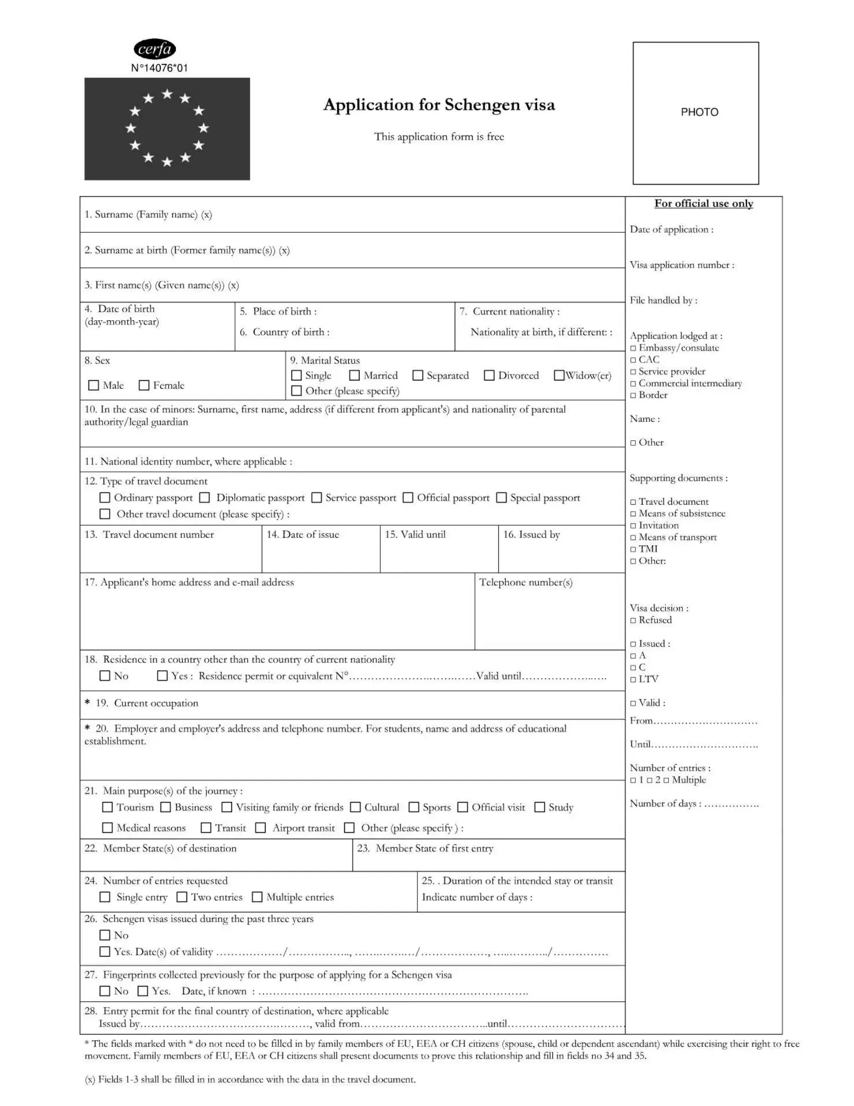 Schengen Visa Application Form Fill Out Printable PDF Forms Online