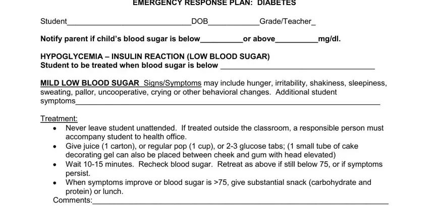 stage 3 to finishing diabetes action plan for school