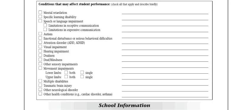 school functioning assessment  fields to fill out