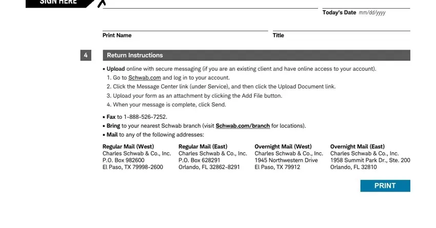 stage 4 to entering details in charles schwab contribution 401k transmittal form