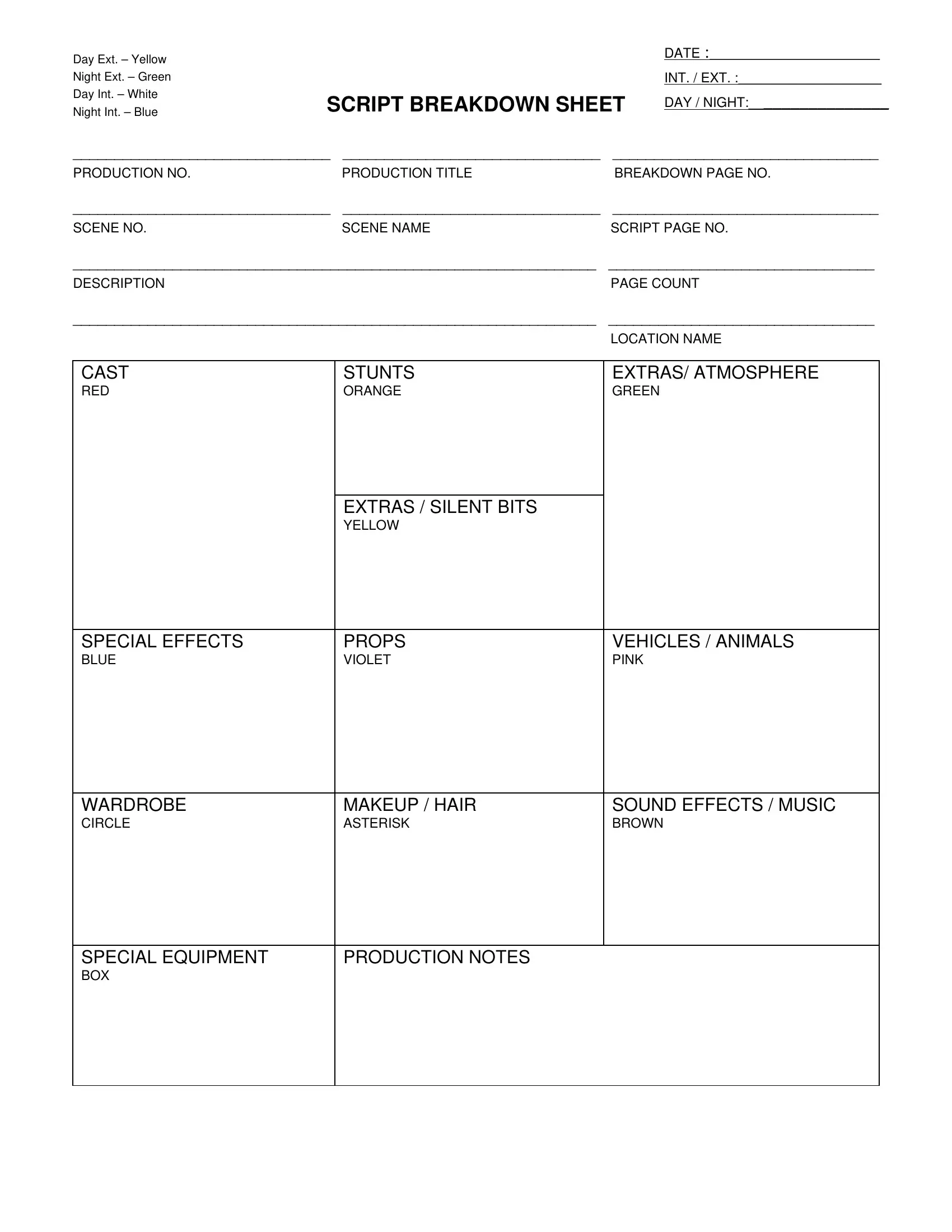 Download FREE Script Breakdown Sheet Template