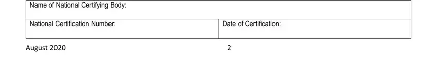 Secretary Of State Nurse Practitioner Name of National Certifying Body, National Certification Number, Date of Certification, and August blanks to insert