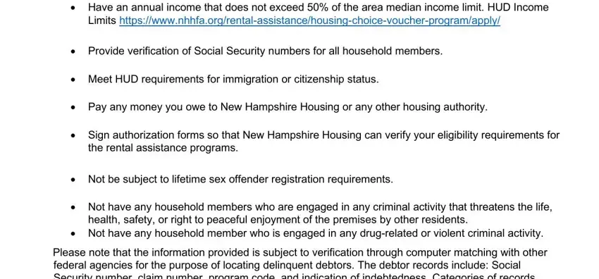 stage 1 to filling in application for housing assistance form