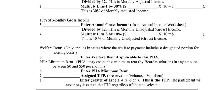 Filling out section 8 rent calculator stage 2