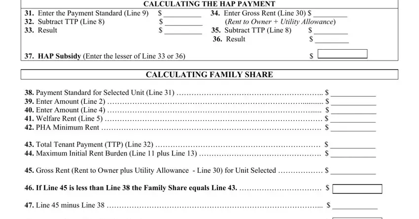 Filling out section 8 subsidy calculator step 5
