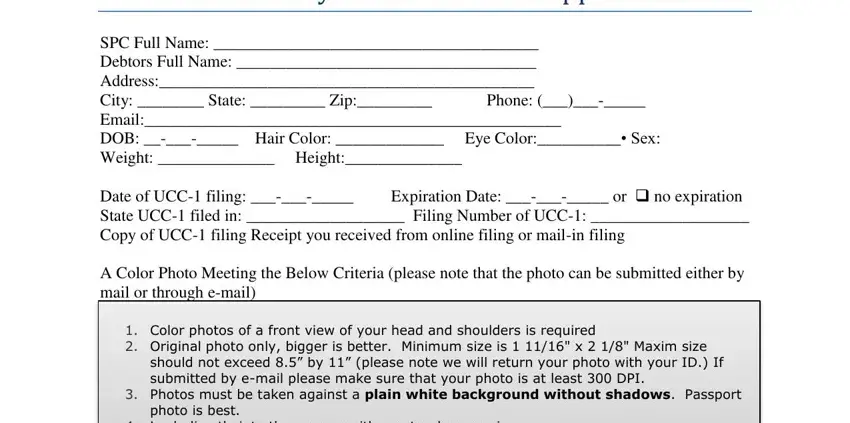 portion of blanks in secured party creditor id