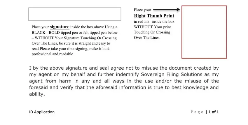 secured party creditor id Place your signature inside the, Place your Right Thumb Print in, I by the above signature and seal, ID Application, and P a g e blanks to insert