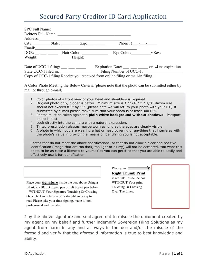 Secure Party Creditor Form first page preview