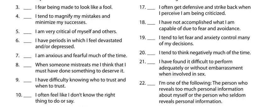part 2 to entering details in low self esteem test
